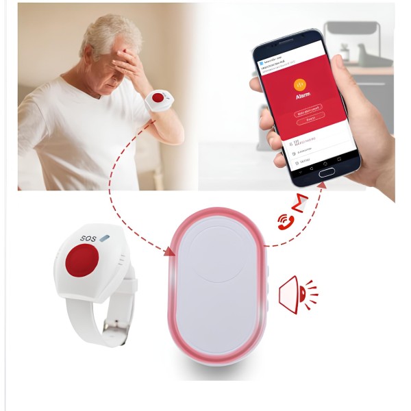 Yaşlı Hasta Sos Buton  Panik Bileklik Alarm Seti