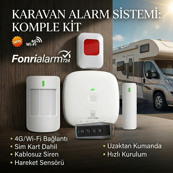  KARAVAN GÜVENLİK SİSTEMİ & YAT TEKNE ALARM SİSTEMİ (Kablosuz) SİM KART DAHİL 